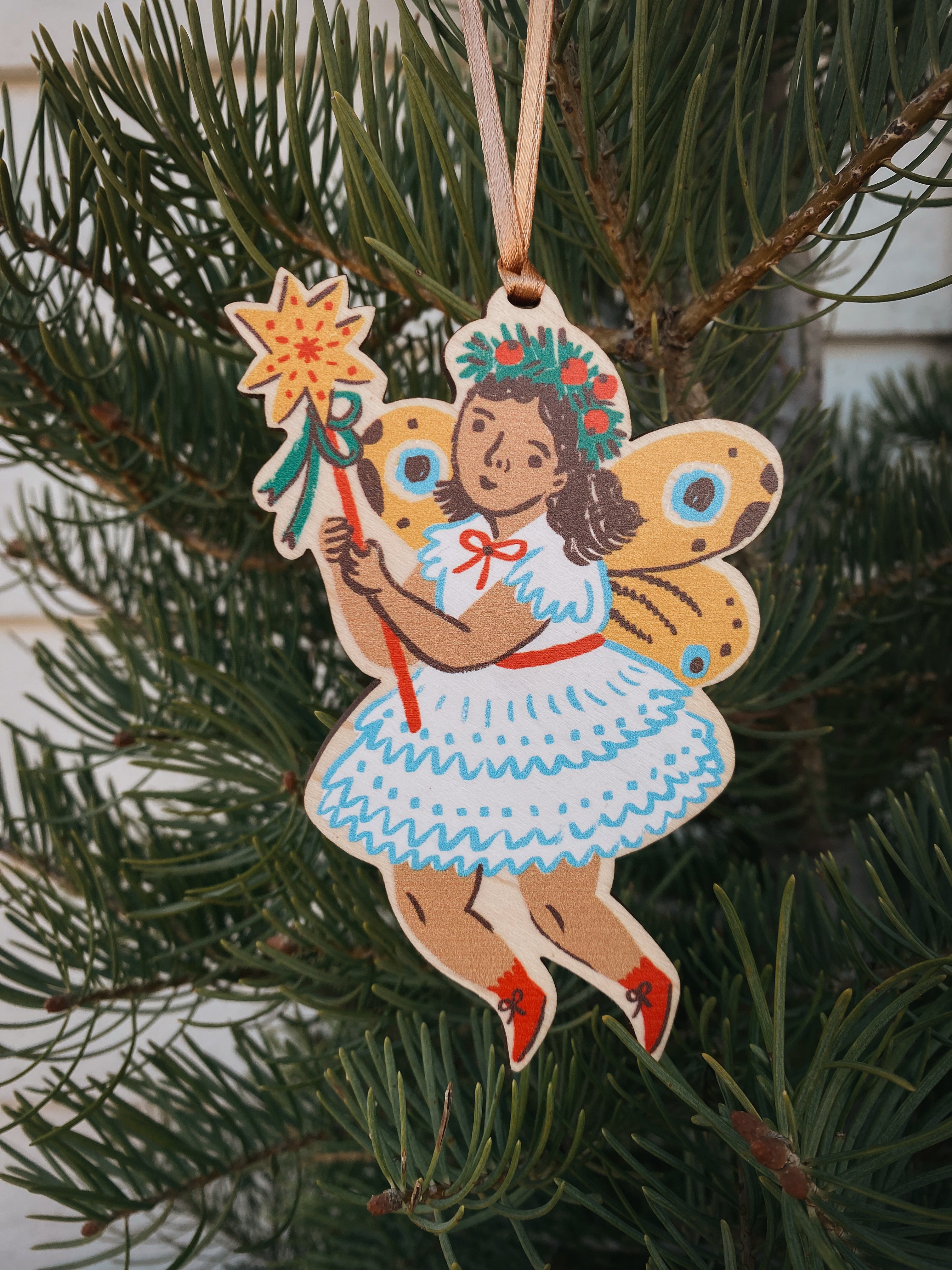 Wooden Winter Fairy Ornament