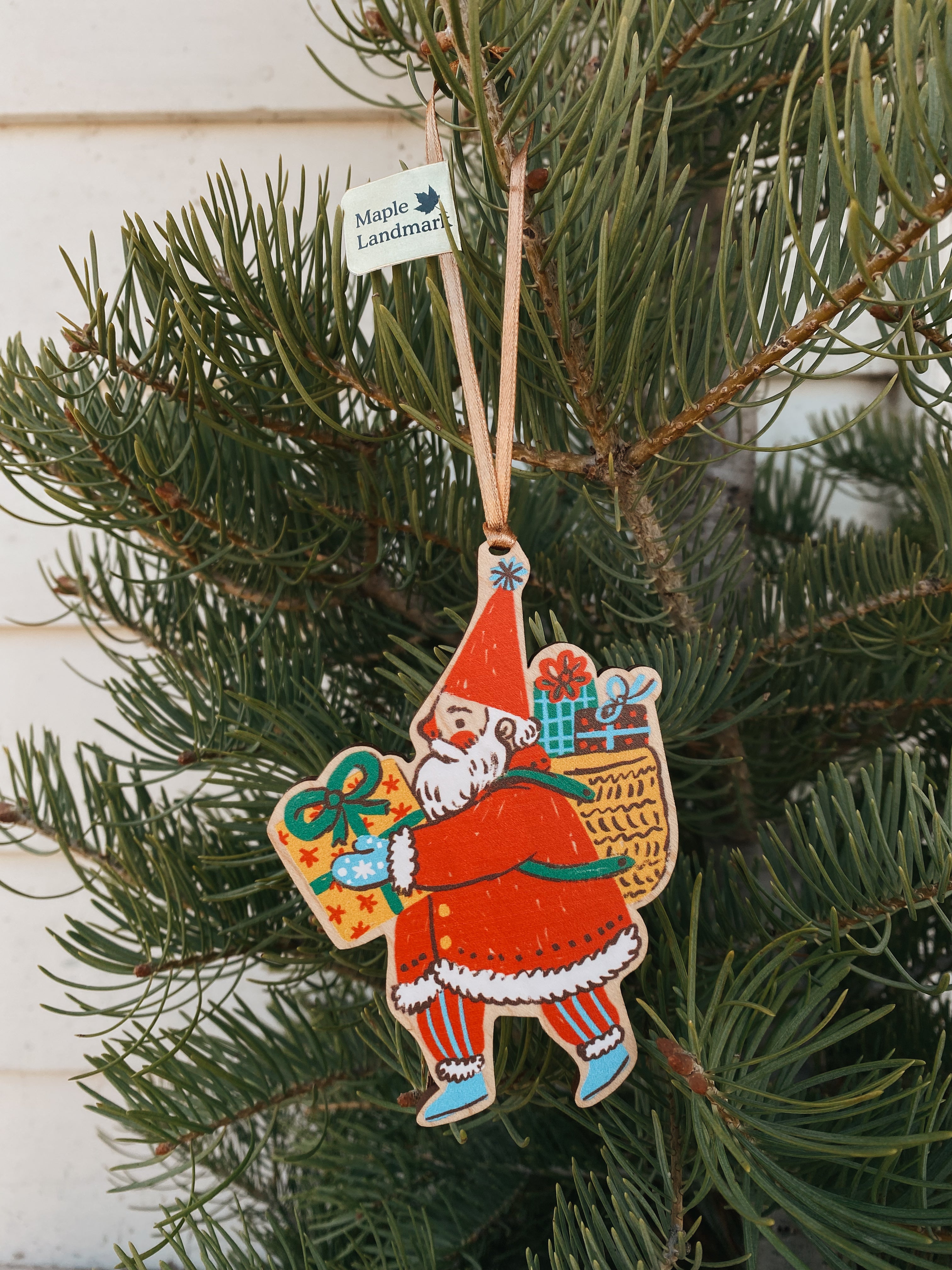 Wooden Santa Ornament