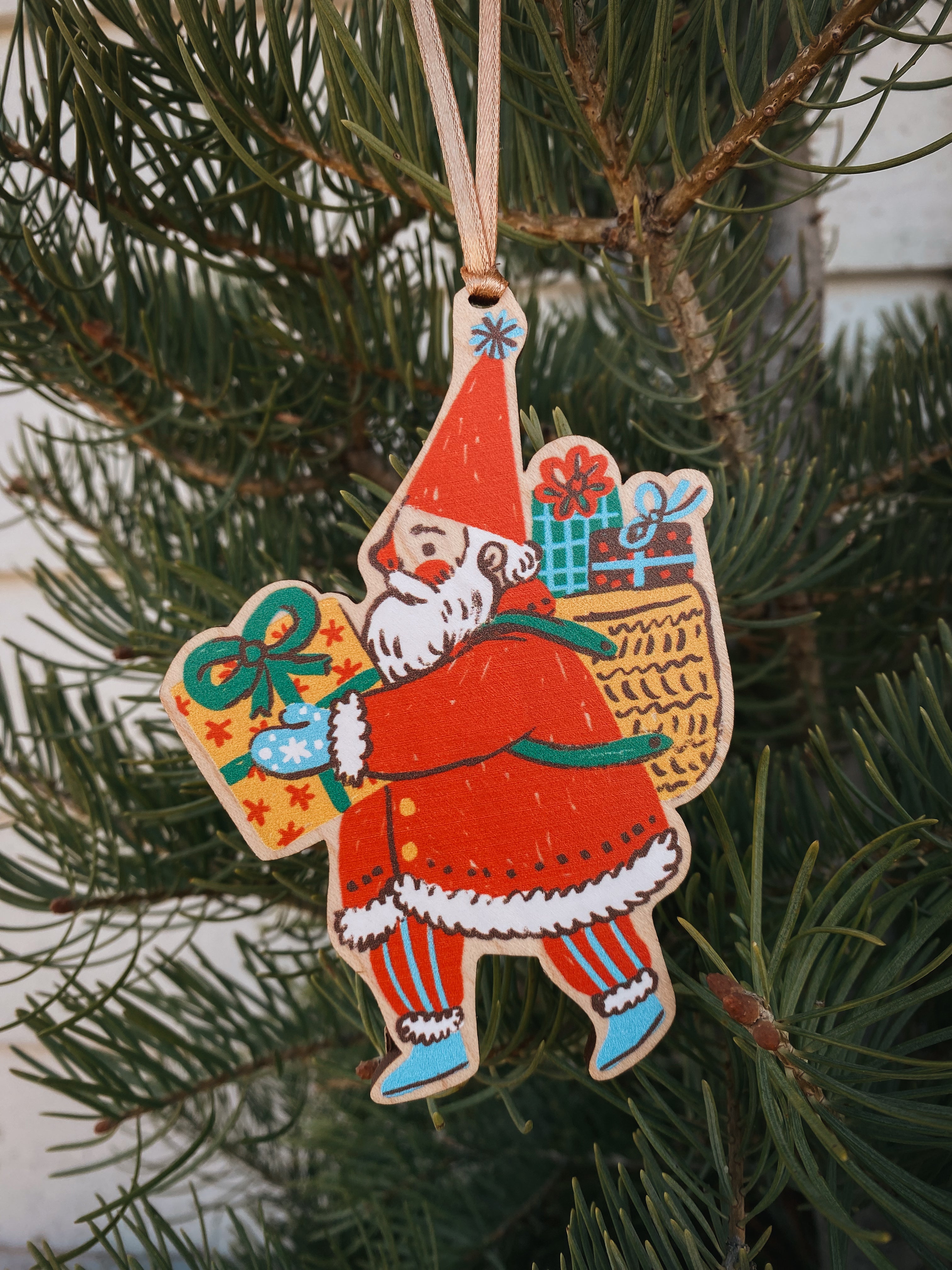 Wooden Santa Ornament