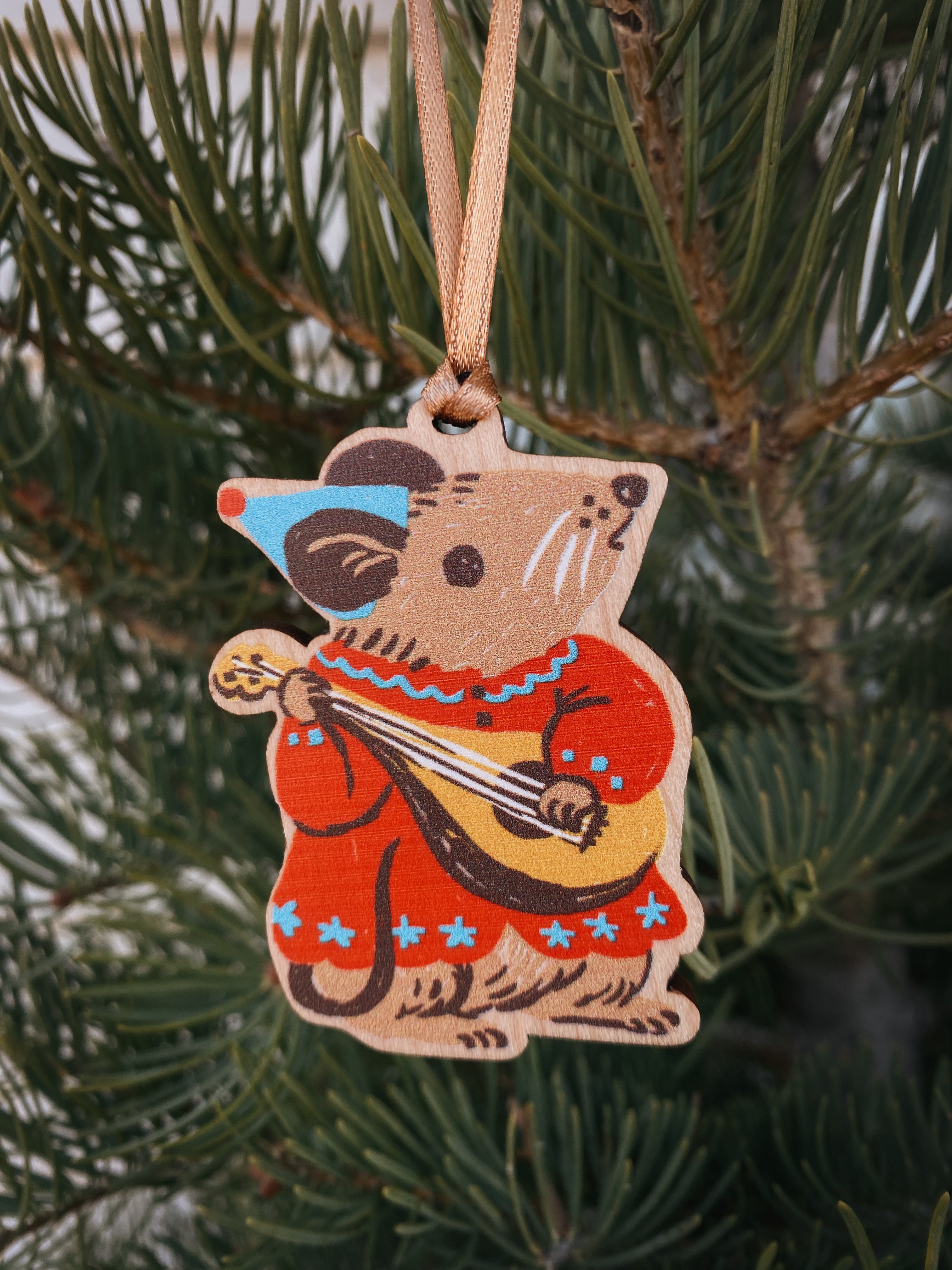 Wooden Mouse Ornament